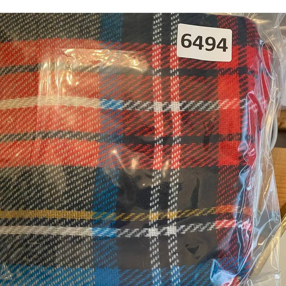 Large Blanket Scarf Plaid Blue Red White Cream 60